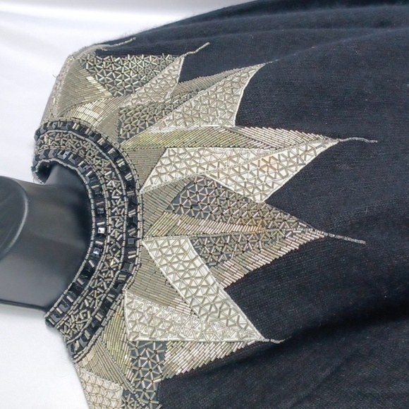 Vintage I.B. Diffusion Black Beaded Sweater Medium, silk/angora/wool/nylon 1980s - Picture 2 of 7